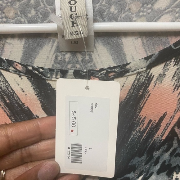 R Rouge Womens Size L Sheer Colorful Boho Tunic Blouse 3/4 Lace Bell Sleeves. - Picture 4 of 9